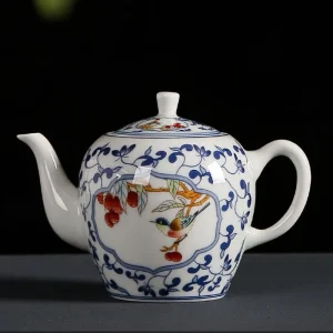 Théiere blanche et bleu