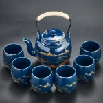 Service à thé japonais bleu
