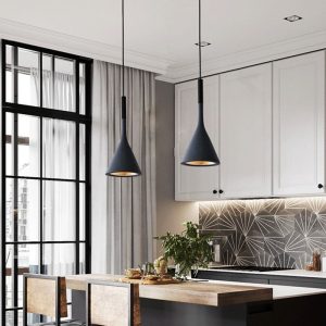 Lampe suspendue LED moderne noir et blanc, douille E27