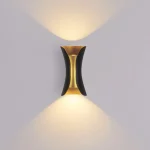 Applique murale LED étanche dorée, éclairage extérieur pour cour ou porche