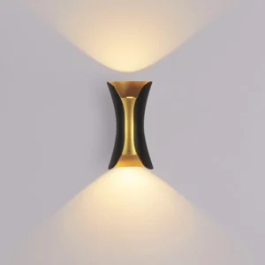 Applique murale LED étanche dorée, éclairage extérieur pour cour ou porche