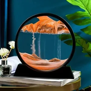 Sablier décoratif 3D en verre rond de 7 pouces, art du sable mouvant