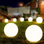 Boule LED solaire étanche RGB, lampe sphérique décorative avec télécommande