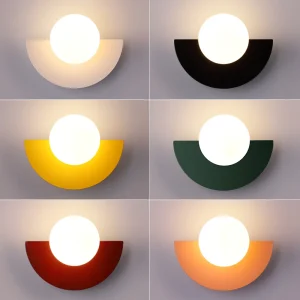 Applique murale boule en plastique, abat-jour rond LED G9 moderne