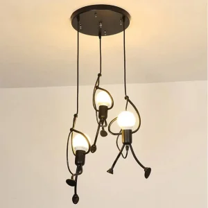 Suspension LED vintage en fer, petit luminaire décoratif E27