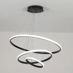 Suspension LED à 3 anneaux, plafonnier circulaire moderne à intensité variable