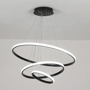 Suspension LED à 3 anneaux, plafonnier circulaire moderne à intensité variable