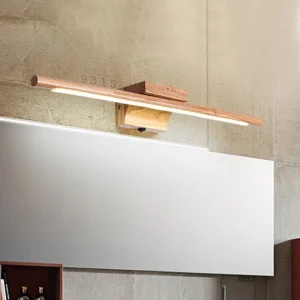 Applique murale LED en bois massif, design nordique moderne pour chambre ou salle de bain