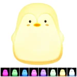Veilleuse Pingouin Silicone – Lampe Tactile Multicolore LED