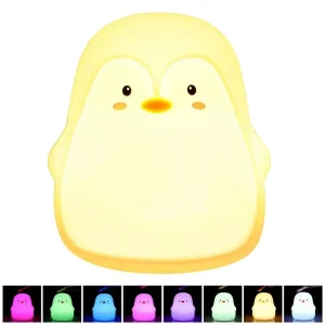 Veilleuse Pingouin Silicone – Lampe Tactile Multicolore LED