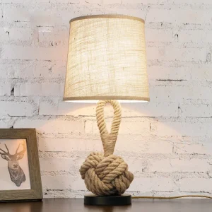 Lampe de Table Rétro Américaine – Lampe de Chevet Chanvre