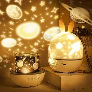 Veilleuse Lapin – Lumière de Projection Étoilée