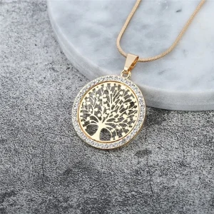 Collier Arbre de Vie Femme – Pendentif Zircon Creux