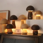 Lampe LED en Bois Tactile – Lampe de Chevet Champignon