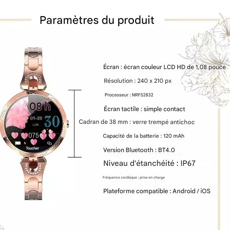Montre Intelligente Femme de Luxe – Bluetooth, Étanche, Suivi Fitness – Image 5