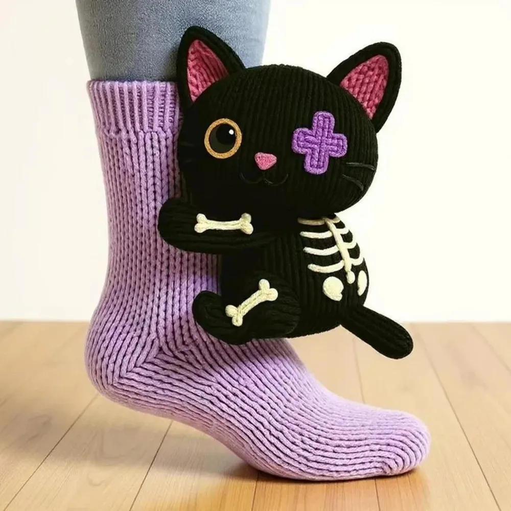 Chaussettes de Sol Animales 3D – Tricotées à la Main, Chaudes et Mignonnes – Image 2