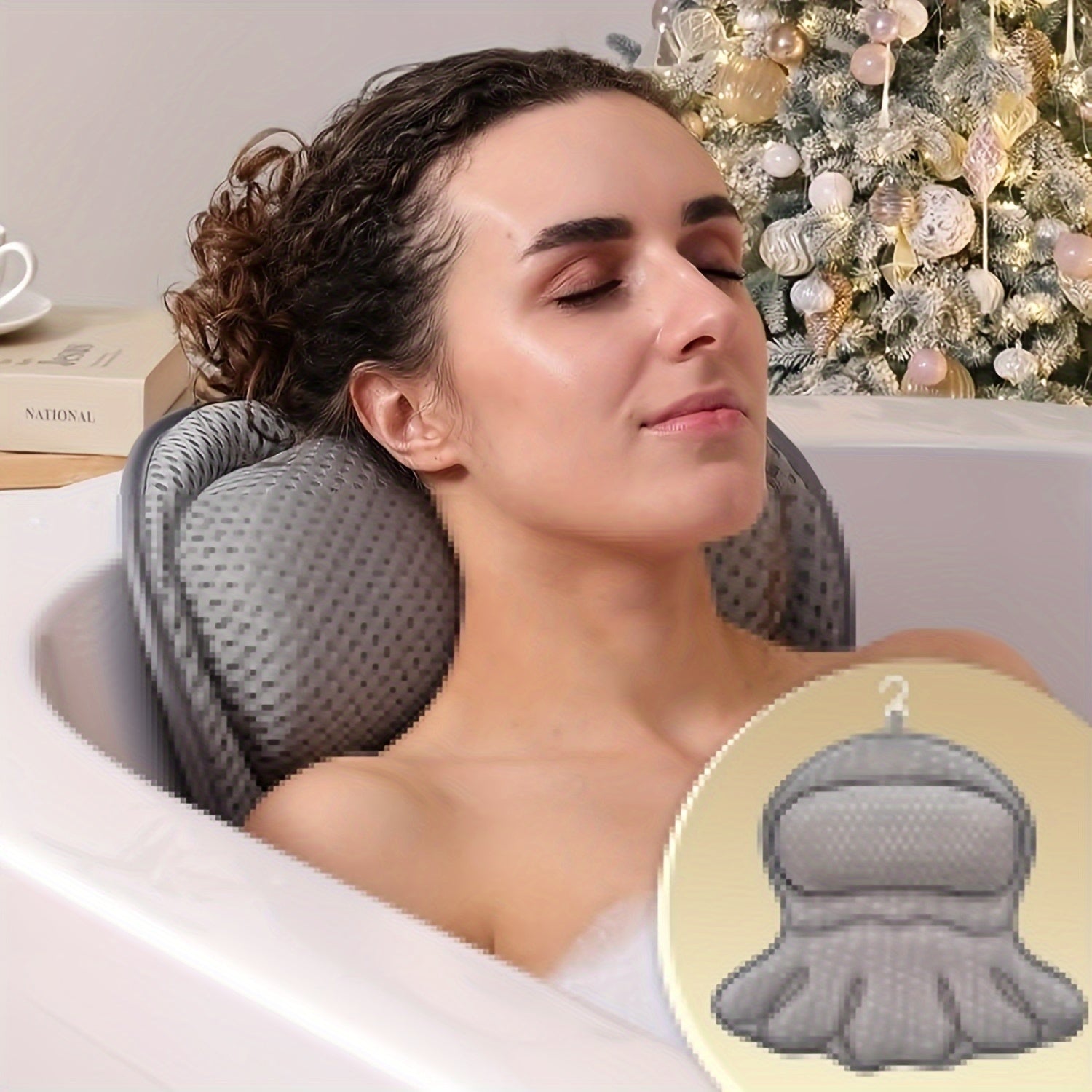 Coussin de Bain Ergonomique en Maille Soutien Nuque et Dos – Image 4