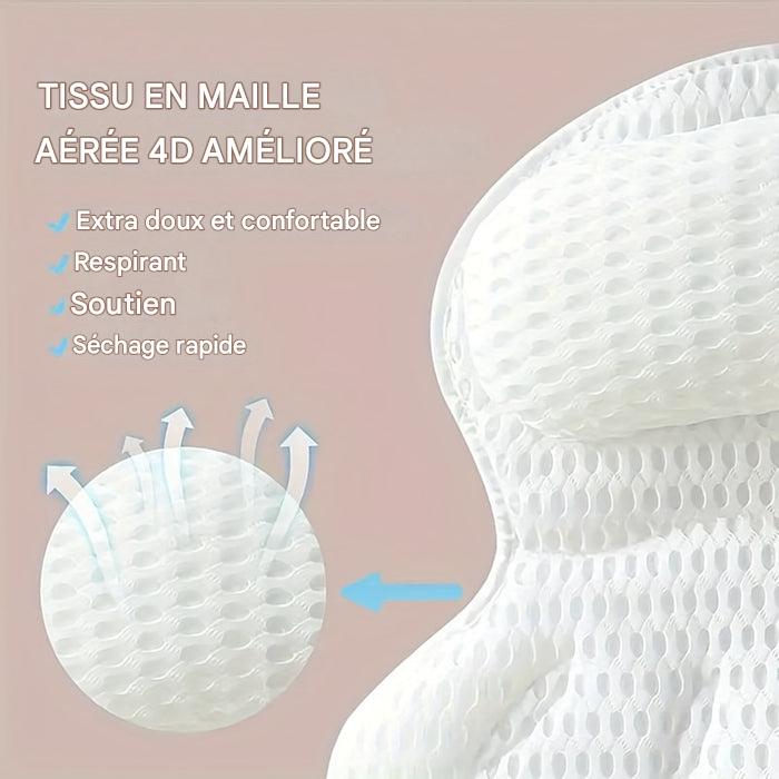 Coussin de Bain Ergonomique en Maille Soutien Nuque et Dos – Image 9