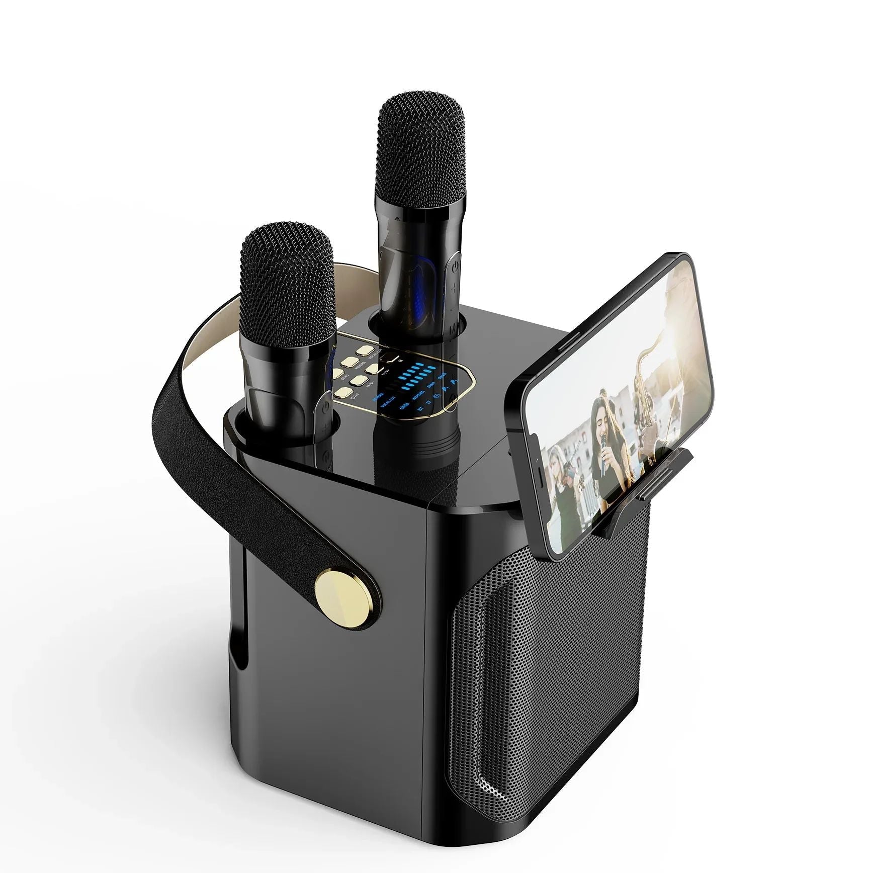 Haut-Parleur Karaoke Portable Bluetooth - Son Surround 360° et Deux Microphones