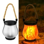 Lampe Flamme Solaire USB Rechargeable Camping et Jardin