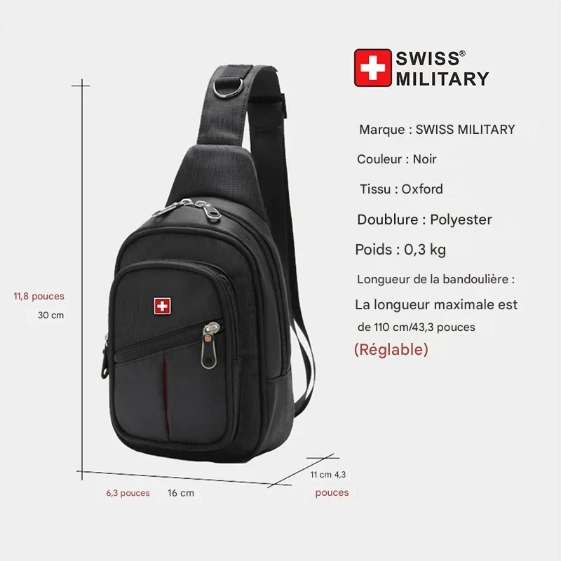 Sac Poitrine Homme SWISS Étanche pour Loisirs et Outdoor – Image 3