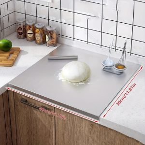 Planche à découper en acier inoxydable pour viande, fruits, légumes - Chirano - Antidérapante, bord de protection - Accessoire cuisine 30×40cm/11.81×15.75in