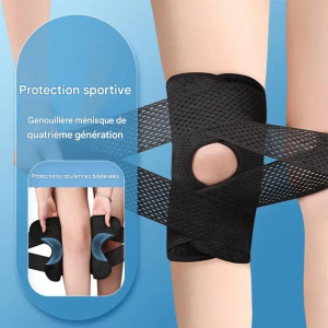 Genouillère Élastique Sportive Unisexe Soutien Articulaire Fitness Noir