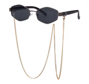 Lunettes de Soleil Barcelona Hexagon Femme UV400 Petit Avec Chaîne