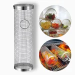 Cylindre Barbecue Inox Panier Grill Mesh Fumoir Accessoire BBQ