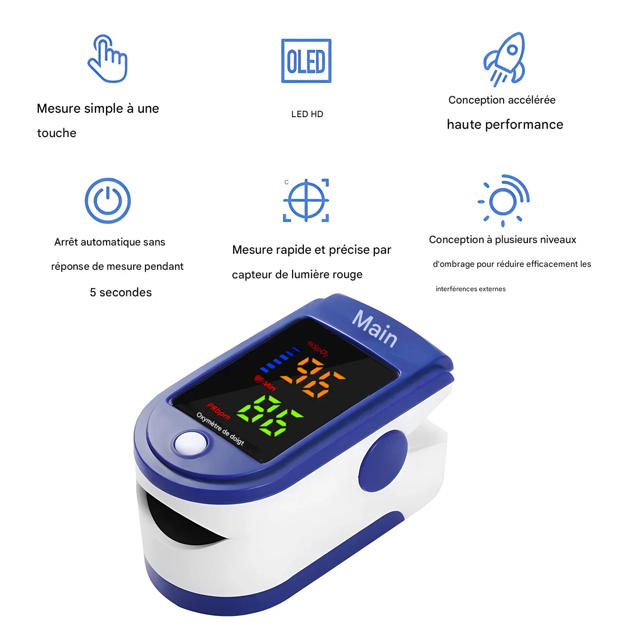 Oxymètre de Pouls Enfant SpO2 Moniteur Santé Doigt – Image 7