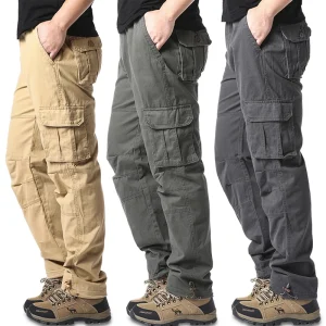 Pantalon Cargo Homme Poches Larges Coton Taille Élastique Outdoor