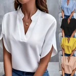 Haut Femme Été Manches Courtes Col V Décontracté Fashion