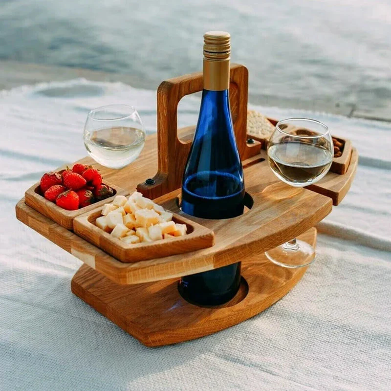 Table à Vin Portable Bois Compact Élégant Pique Nique