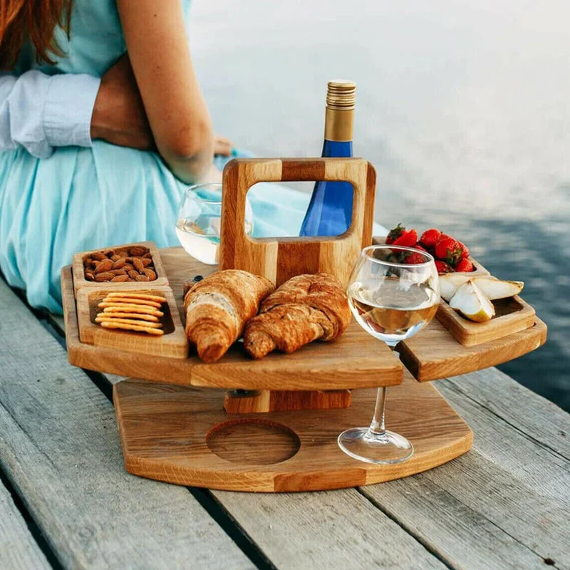 Table à Vin Portable Bois Compact Élégant Pique Nique – Image 4