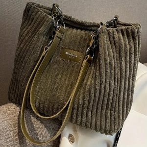 Sac bandoulière femme velours côtelé élégant quotidien