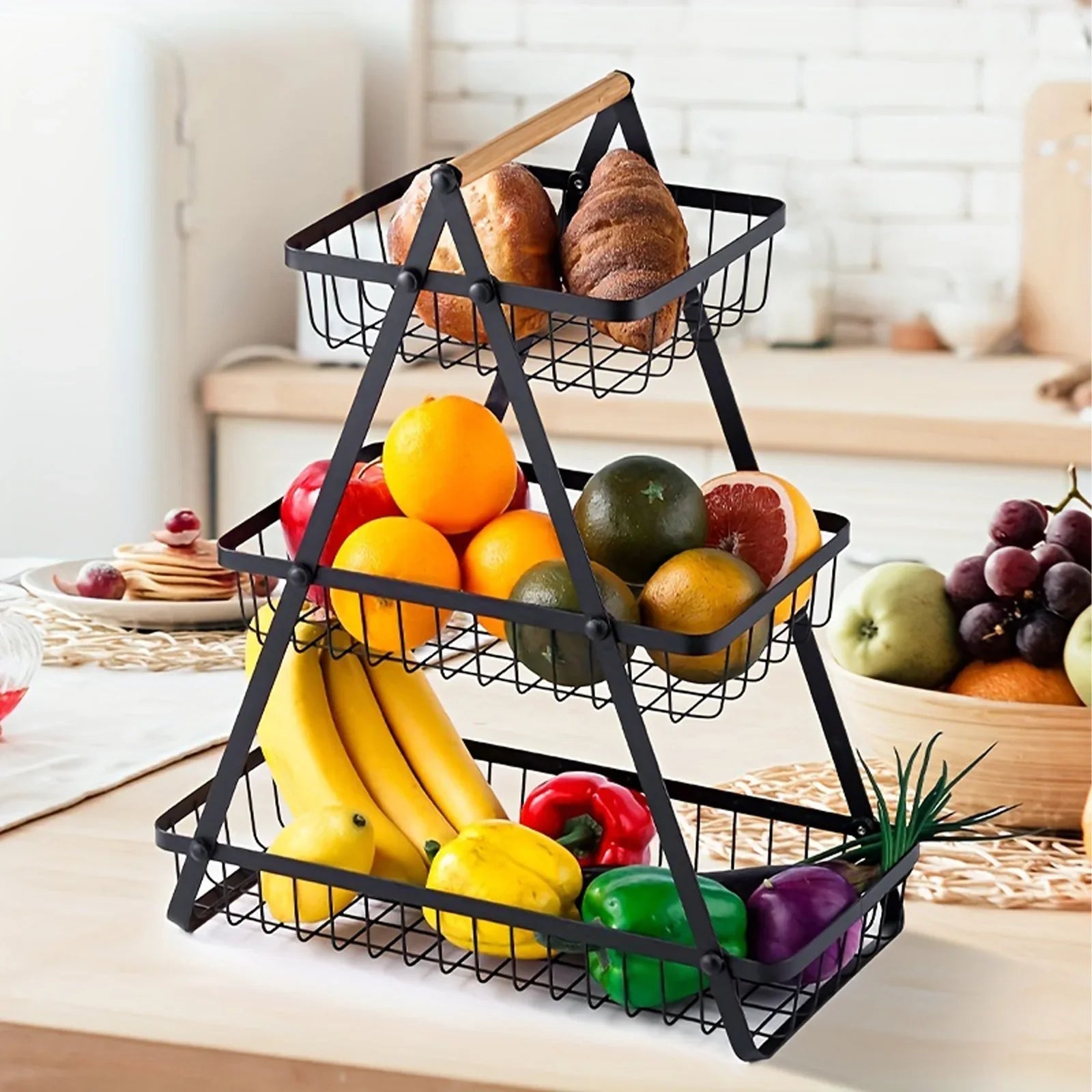 Corbeille à fruits 3 niveaux métal Rangement cuisine – Image 7