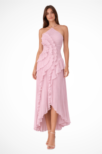 Robe d’été élégante dos nu ruffle invitée mariage femme