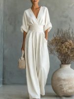 Combinaison Femme Fluide Décolleté V – Élégance et Confort