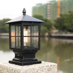 Lanterne extérieure métal noir – Borne lumineuse pilier pour jardin et allée