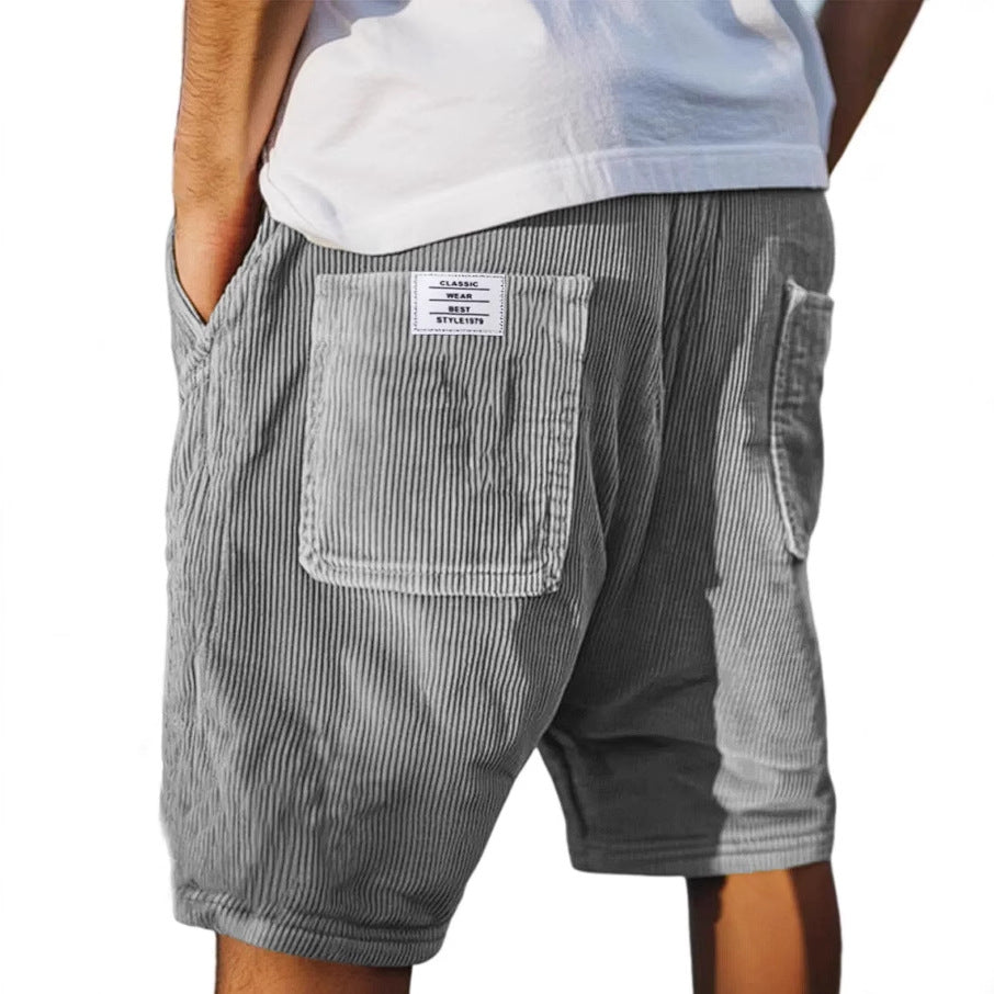 Short Cargo Homme Velours Côtelé – Taille Élastique