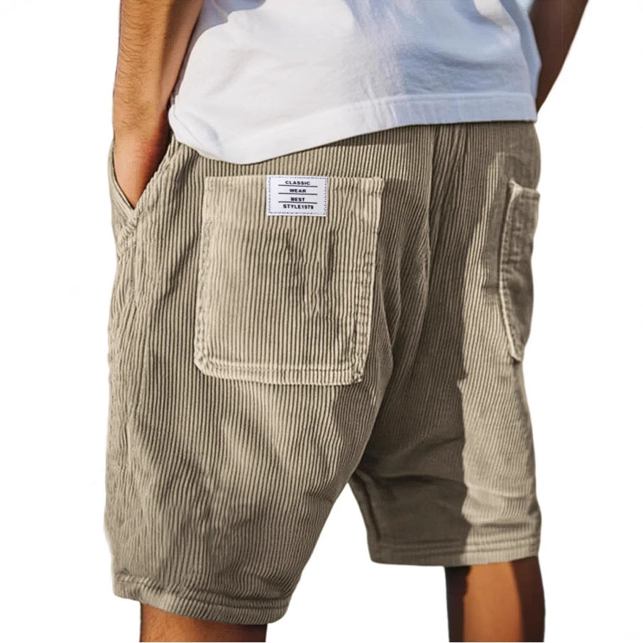 Short Cargo Homme Velours Côtelé – Taille Élastique – Image 3