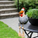 Statue poule résine jardin extérieur décoration grands yeux couleurs fantaisie