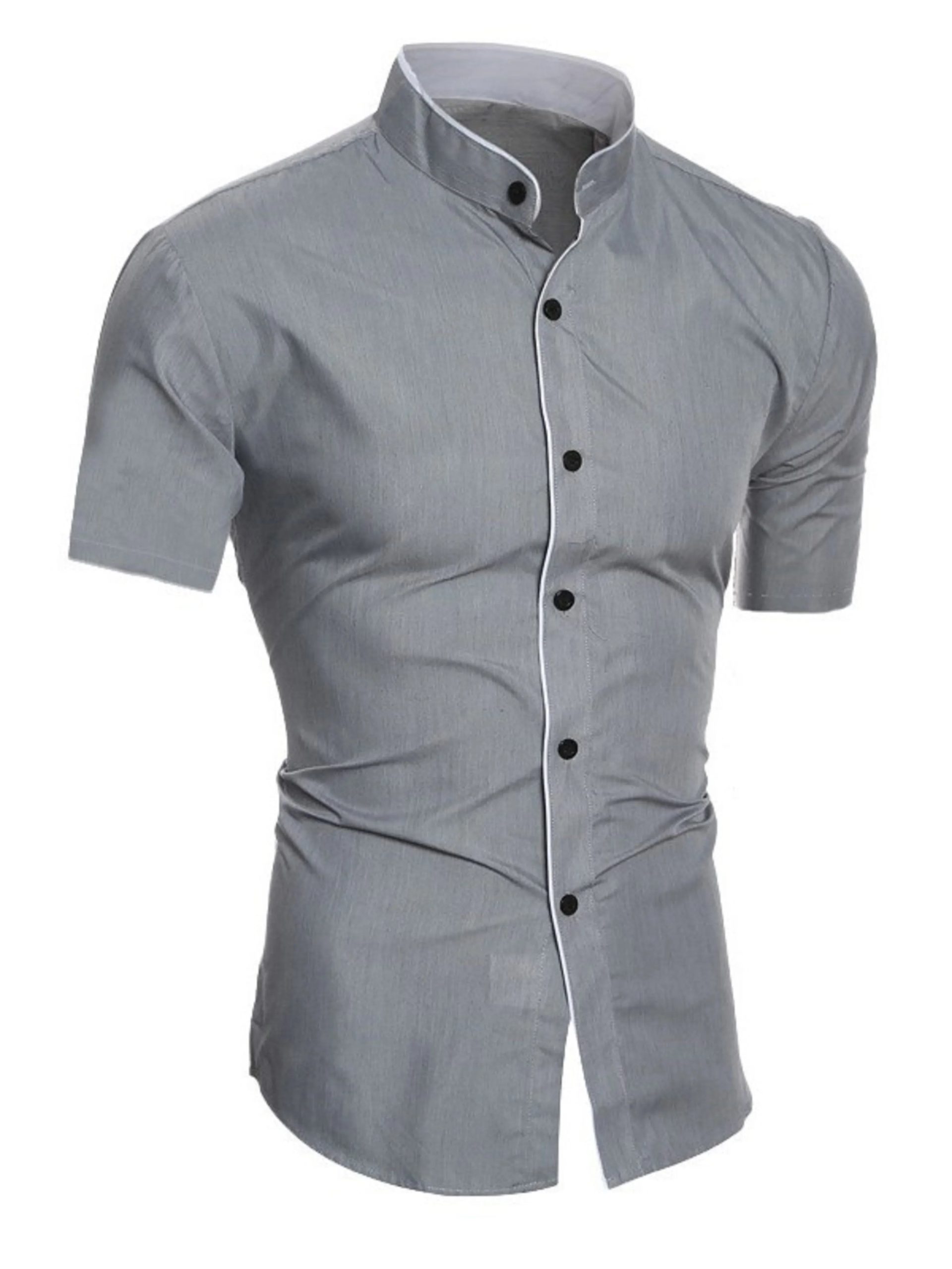 Chemise homme décontractée col montant été – Image 3