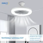 Ventilateur plafonnier LED moderne télécommande lumière réglable