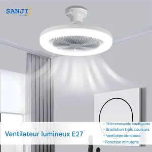 Ventilateur plafonnier LED moderne télécommande lumière réglable