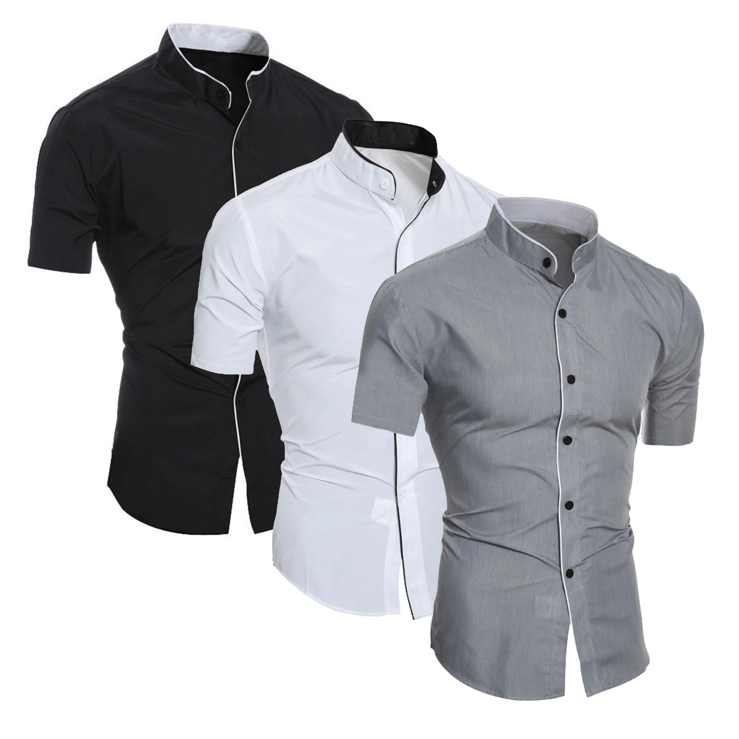 Chemise homme décontractée col montant été – Image 4