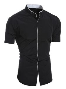 Chemise homme décontractée col montant été