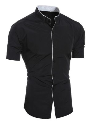 Chemise homme décontractée col montant été