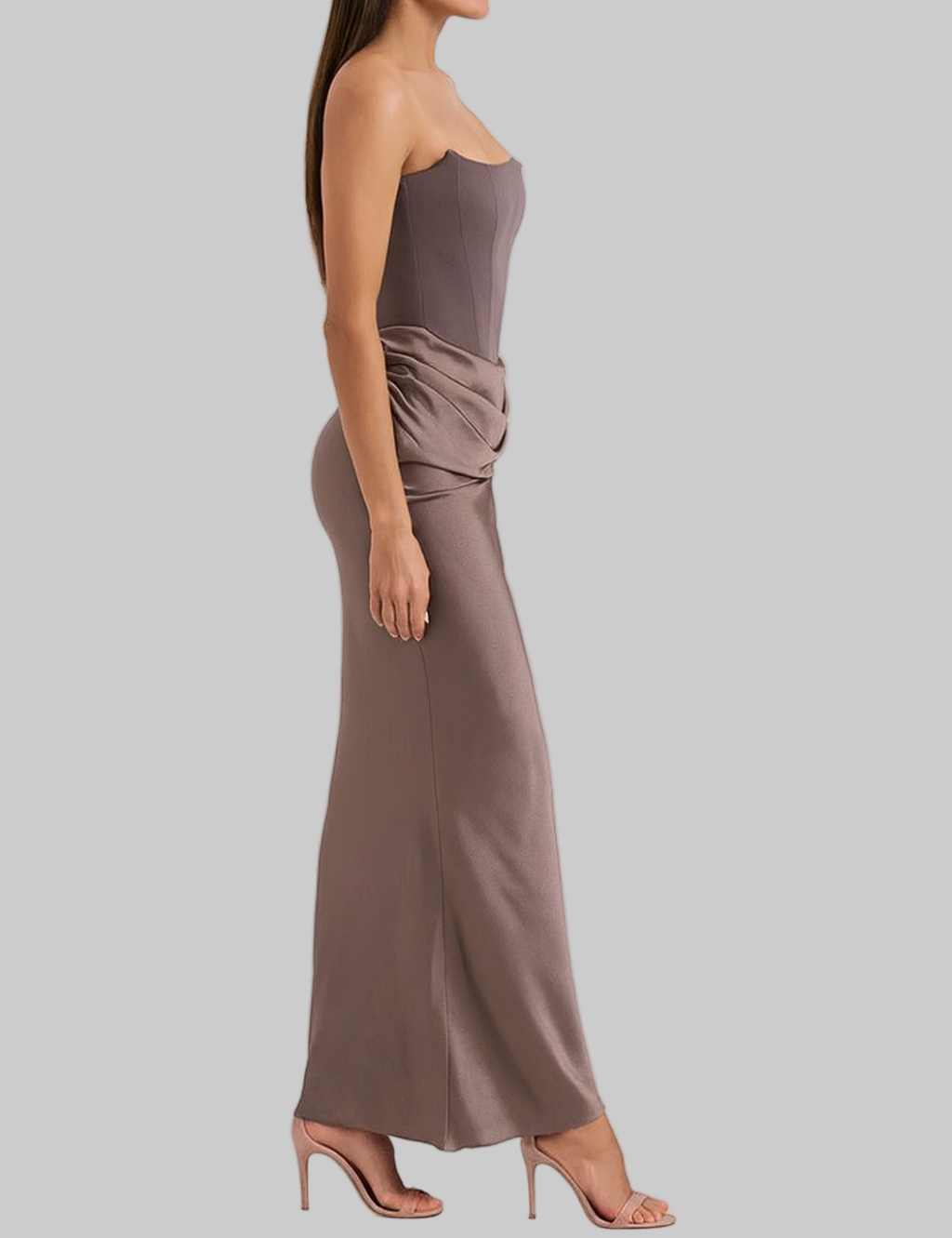 Robe de Soirée Longue Bustier Drapée – Femme – Image 8