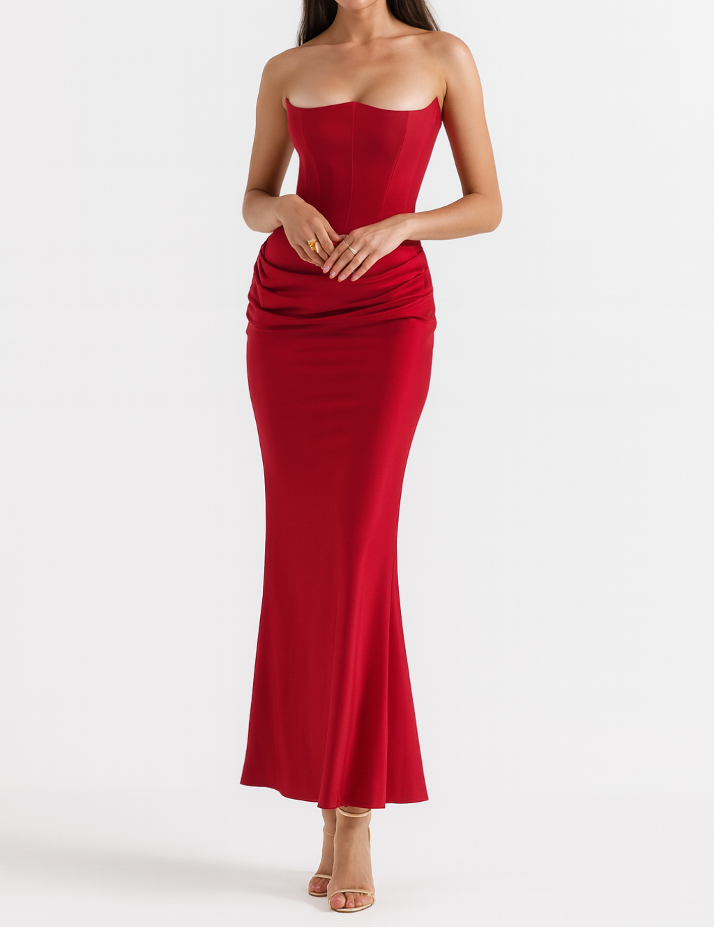 Robe de Soirée Longue Bustier Drapée – Femme – Image 5